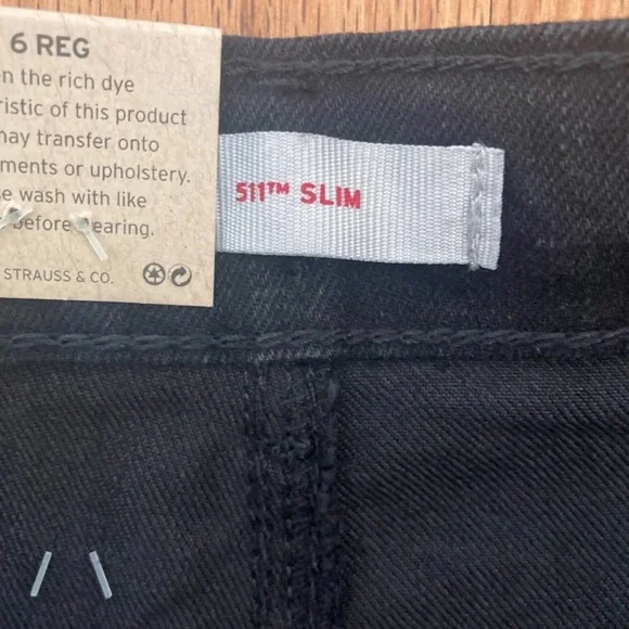 Levi’s 511 Slim Jeans Kids Size 6 Regular Black Adjustable Waist NEW - Picture 5 of 7